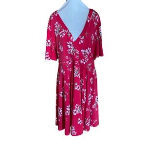 Torrid Floral Pink Midi Dress Women's Plus Size 1 V-Neck